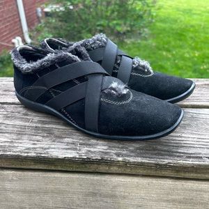 Stuart Weitzman Black Suede Sherpa lined Loafers  or Sneakers Sz. 9.5